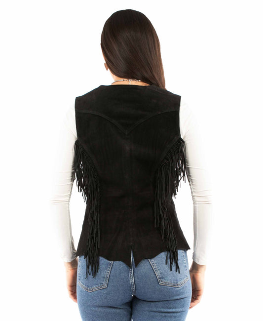 leatherwear womens black 100% leather ladies vest