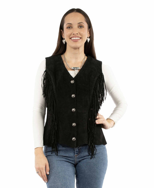 leatherwear womens black 100% leather ladies vest