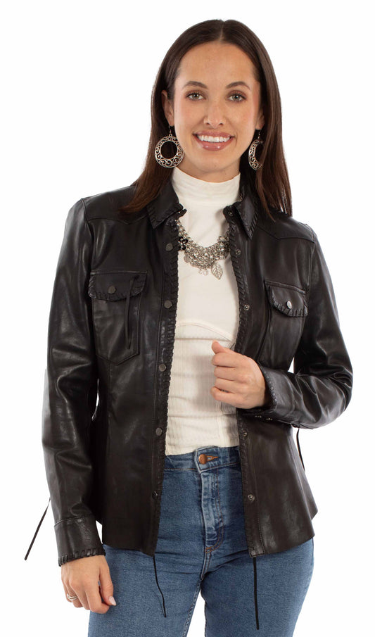 Scully Leather Black Lamb Ladies Shirt