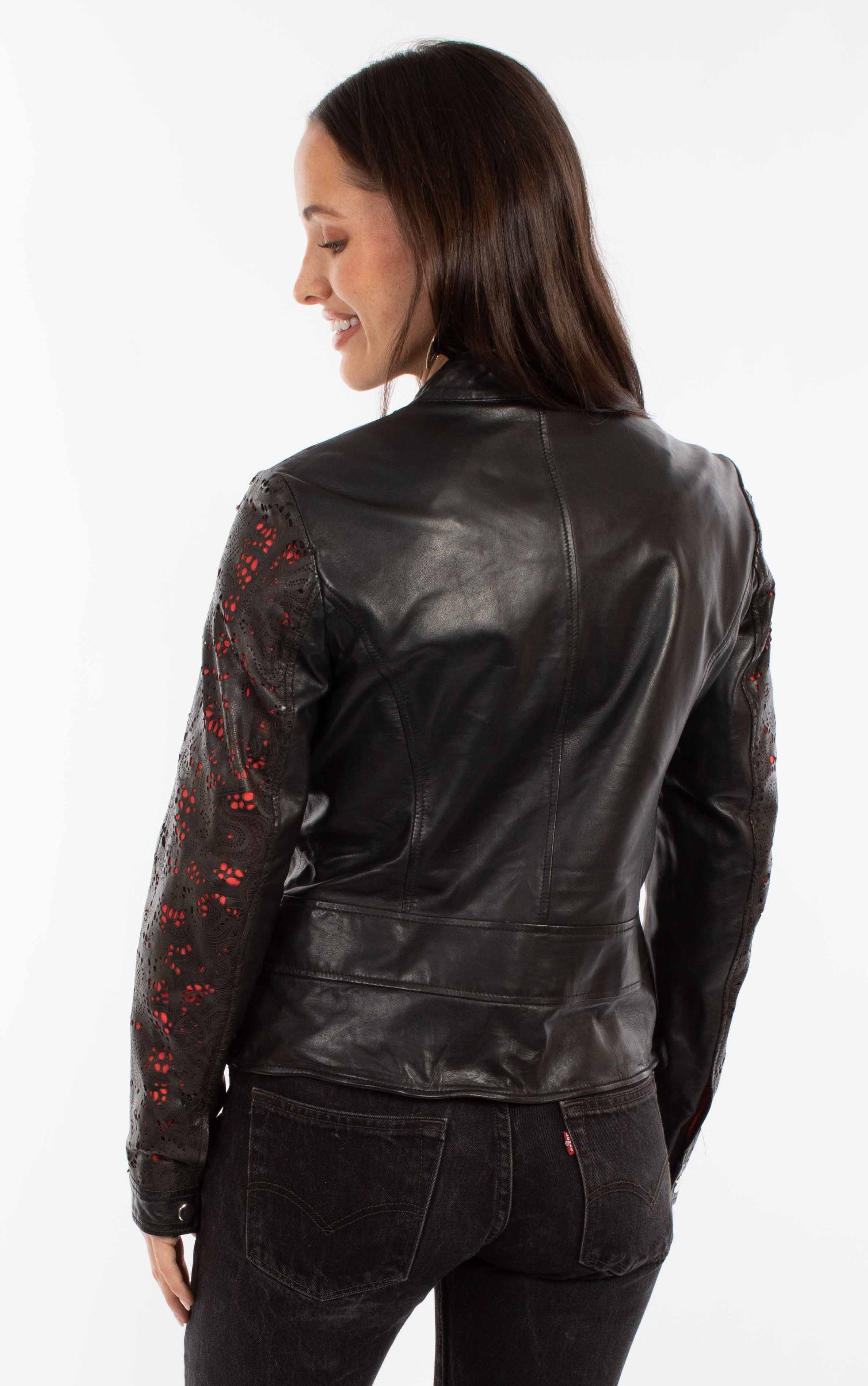 leatherwear womens black lamb 100% leather ladies jacket