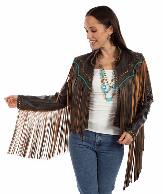 Scully Leather Vintage Black Ladies Fringe Jacket L1144