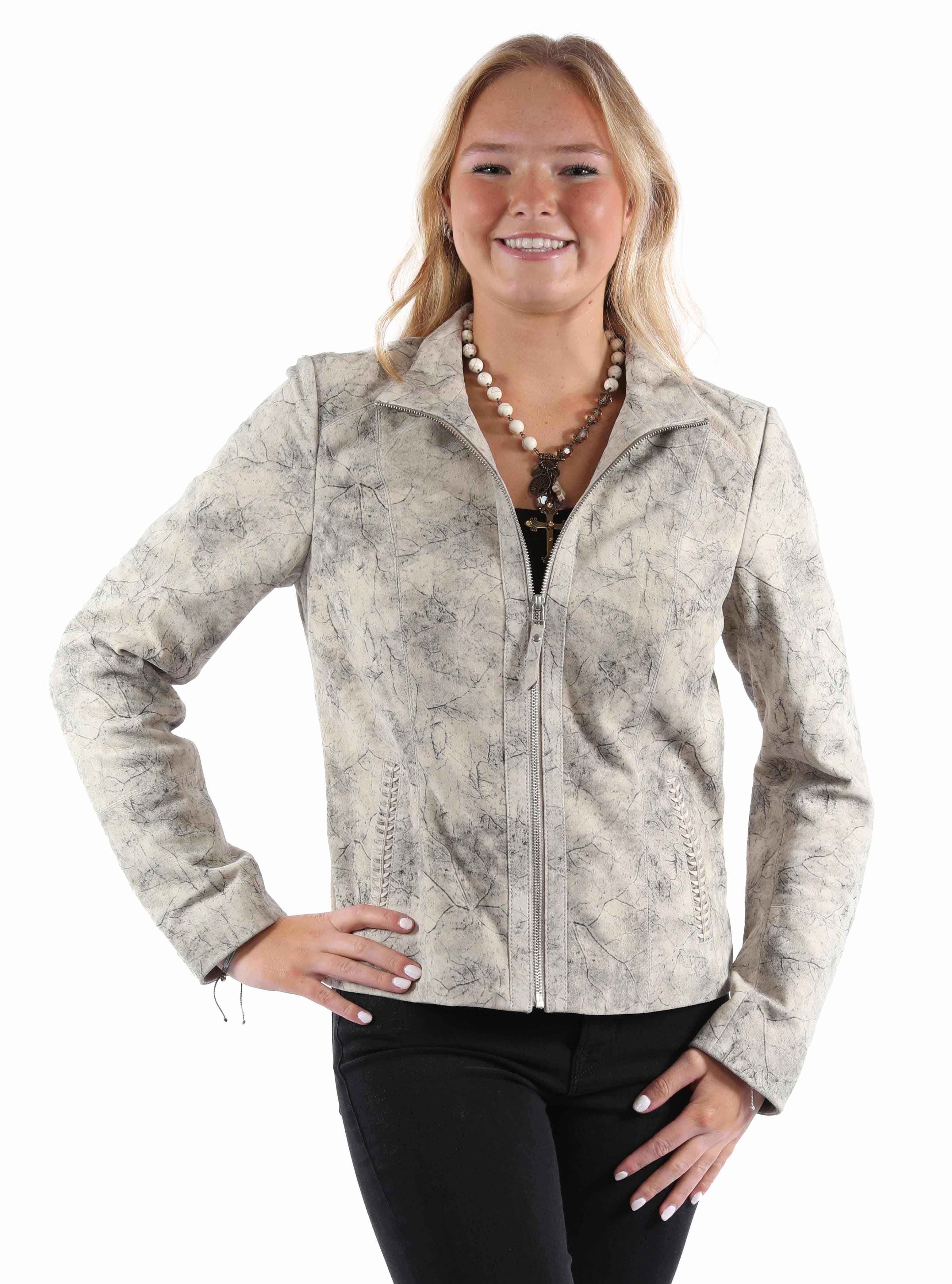 leatherwear womens grey 100% leather ladies jacket