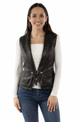 leatherwear womens black lamb 100% leather ladies vest