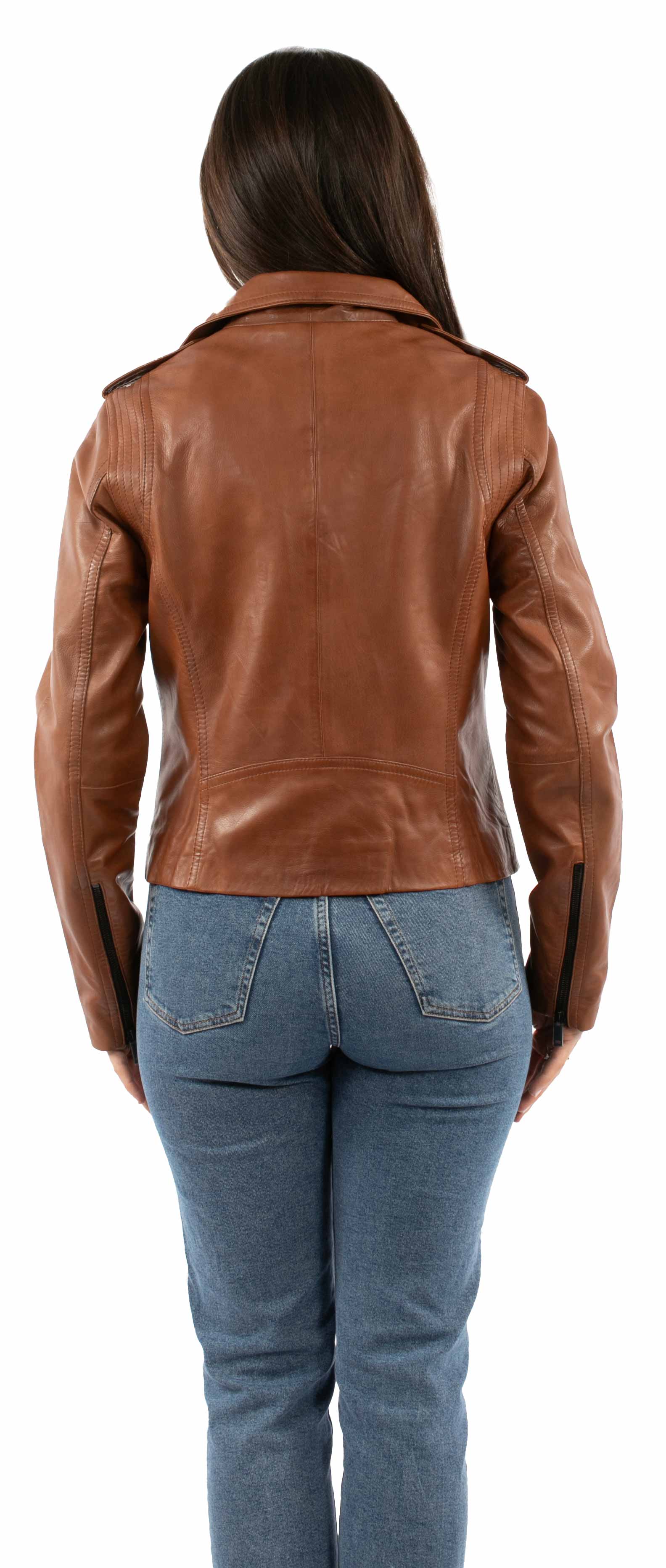 leatherwear womens tan 100% leather ladies mc jacket