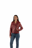 leatherwear womens red lamb 100% leather ladies mc jacket