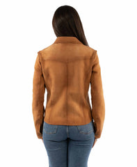 leatherwear womens tan 100% leather ladies shirt jacket