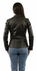 leatherwear womens black lamb 100% leather ladies mc jacket