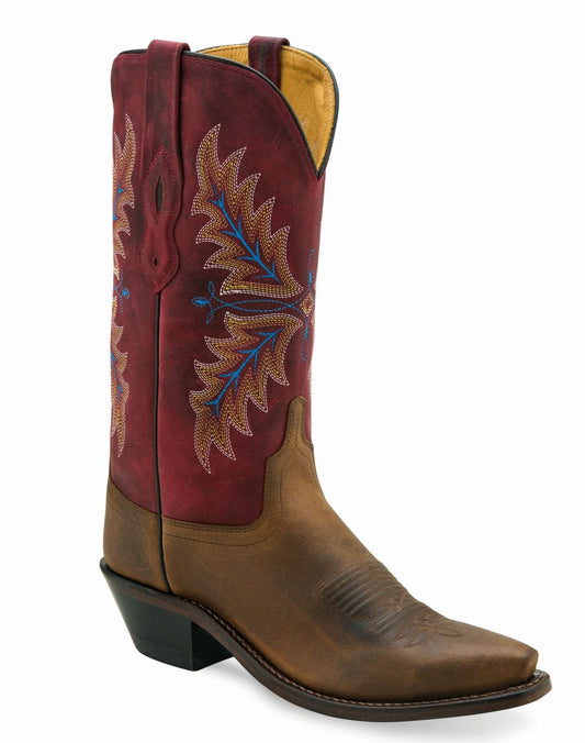 Old West Womens Cloudy Brown Foot / Cloudy Burgundy Shaft Boot LF1611 - Old West