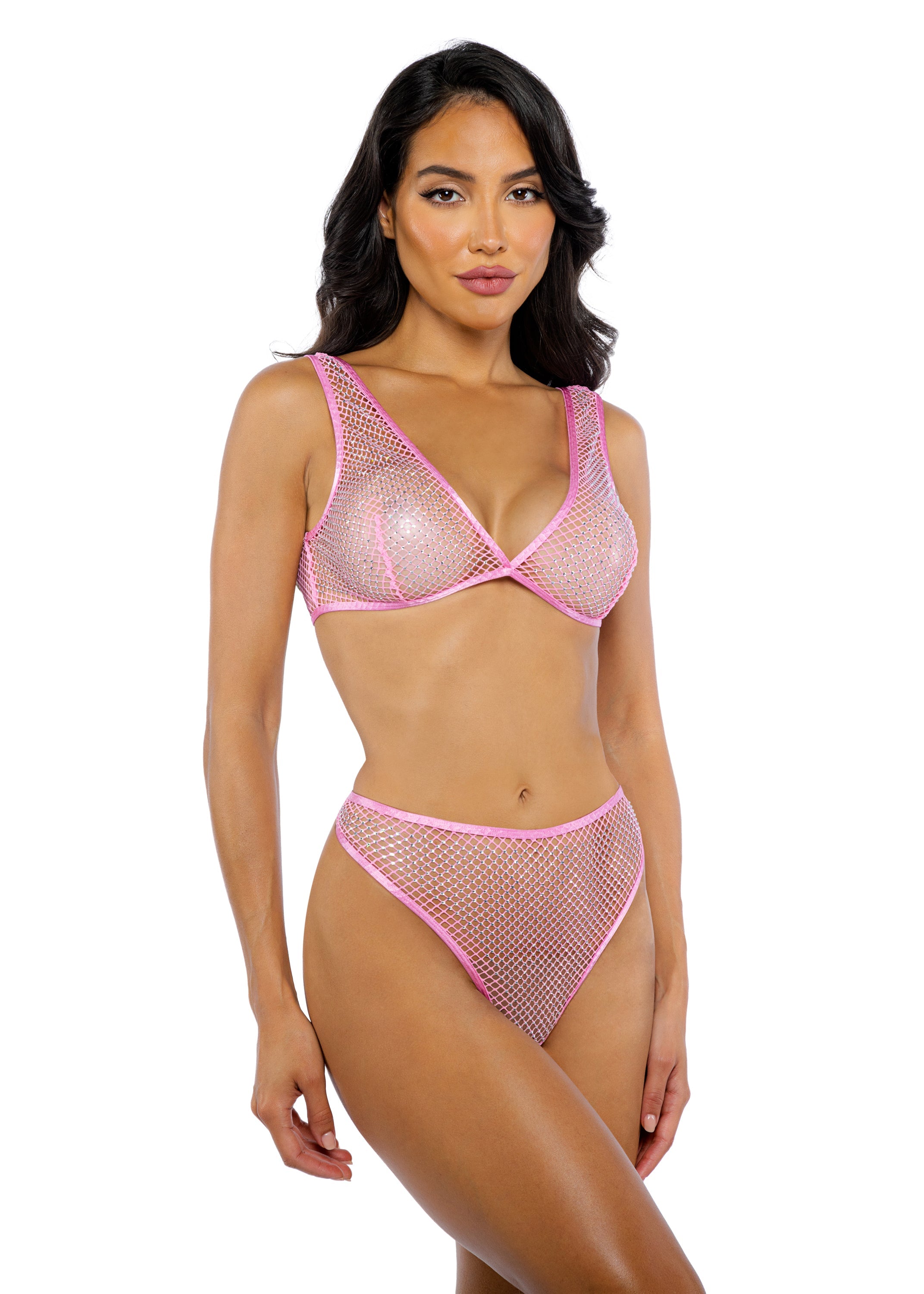 Roma Costume Think Pink Rhinestone Tube 2-Piece Short Set