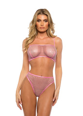 Roma Costume Think Pink Rhinestone Bralette 2-Piece Short Set