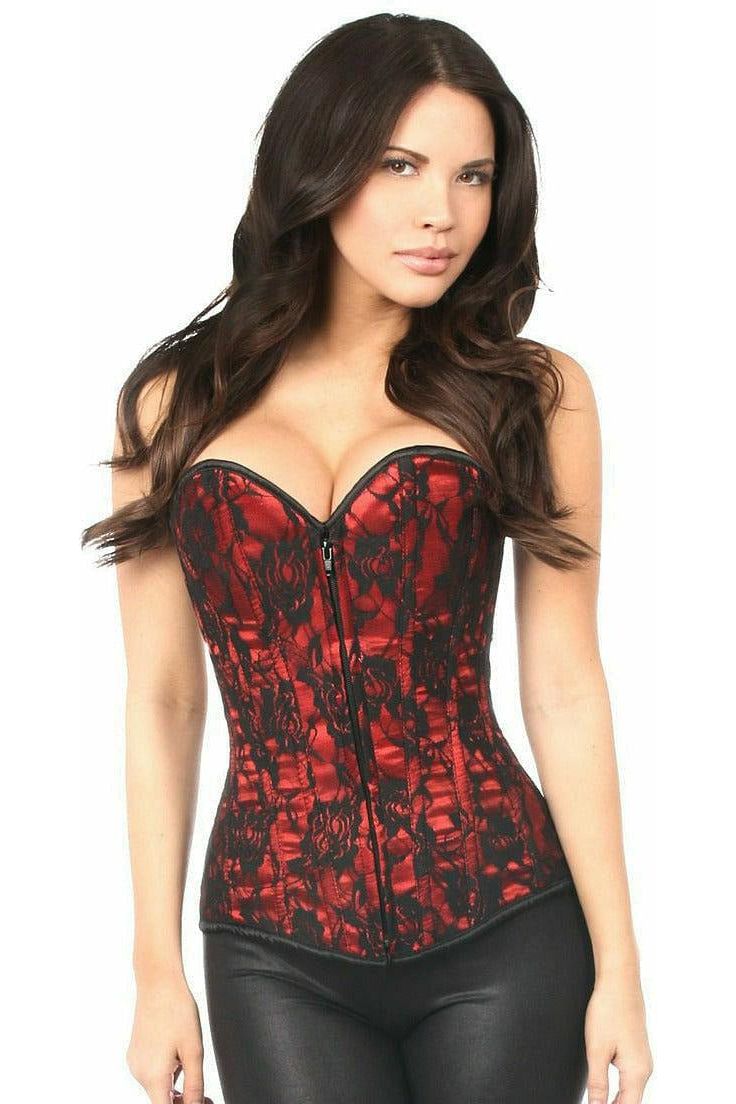 Daisy Corsets Lavish Red Lace Front Zipper Corset