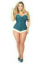 Daisy Corsets Lavish Dark Teal Lace Overbust Corset w/Zipper