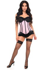 Daisy Corsets Lavish Lt Pink w/Black Lycra Hook & Eye Stretch Bustier Corset