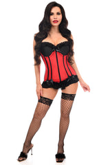 Daisy Corsets Lavish Red/Black Lycra Hook & Eye Stretch Bustier Corset