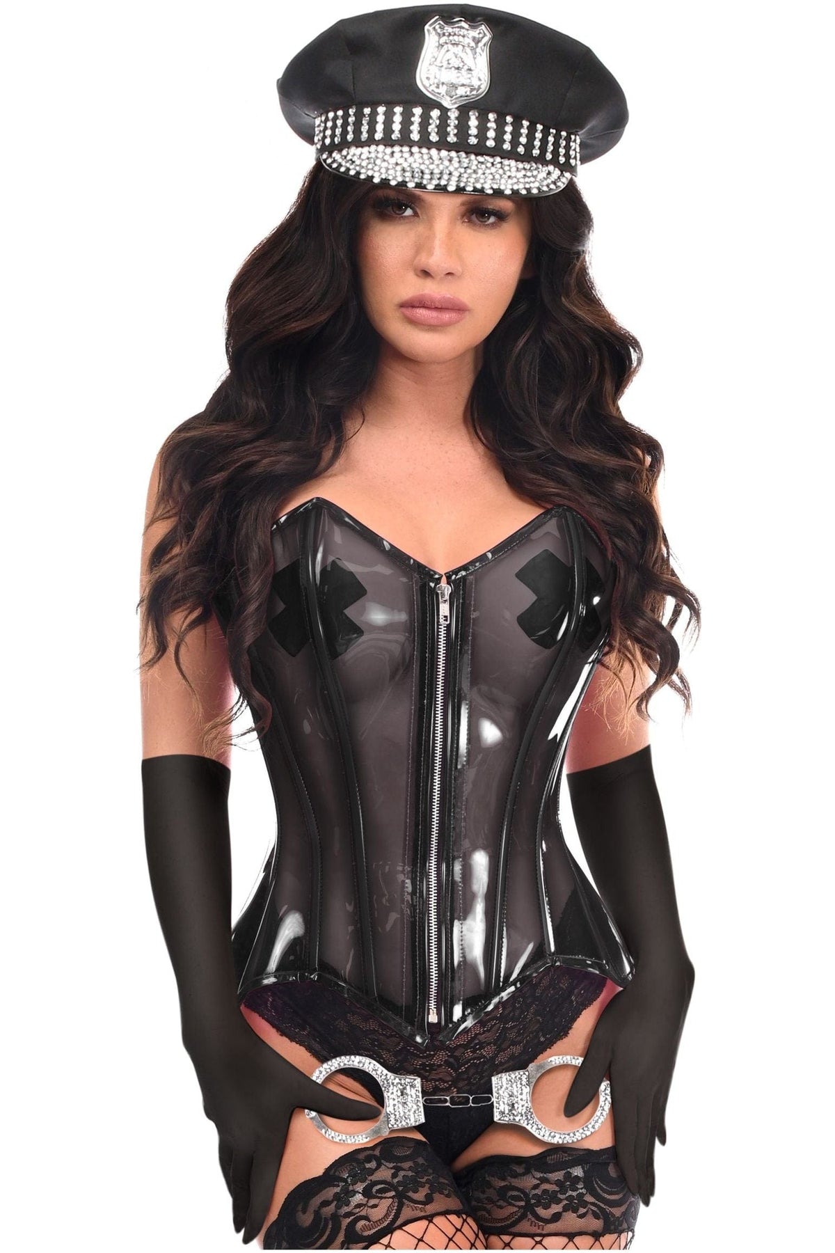 Daisy Corsets Lavish 4 PC Clear Black Cop Corset Costume