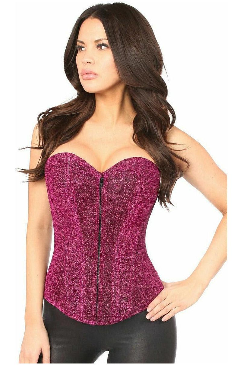 Daisy Corsets Lavish Fuchsia Glitter Front Zipper Corset