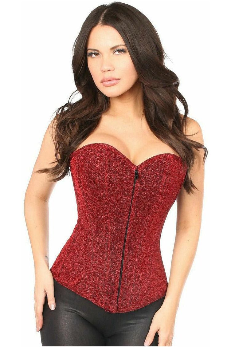 Daisy Corsets Lavish Red Glitter Front Zipper Corset