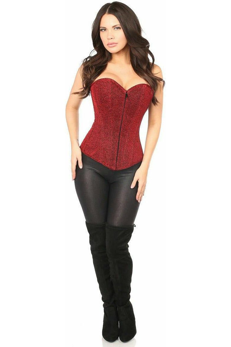 Daisy Corsets Lavish Red Glitter Front Zipper Corset