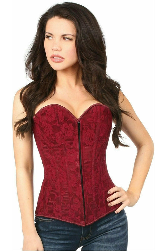 Daisy Corsets Lavish Wine Lace Overbust Corset w/Zipper