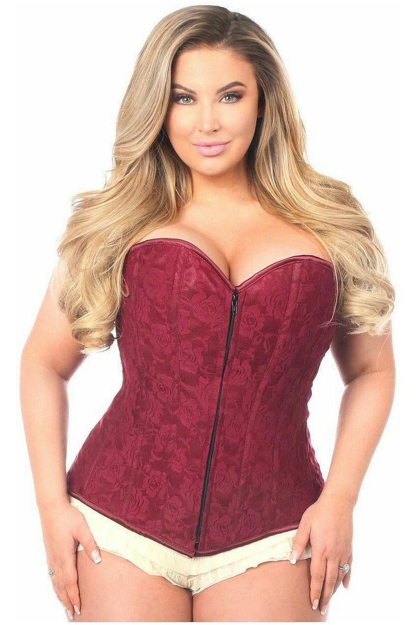 Daisy Corsets Lavish Wine Lace Overbust Corset w/Zipper