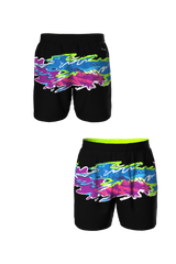 The Leg Day | Black Retro and Neon Ball Hammock® 7 Inch Athletic Shorts