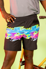 The Leg Day | Black Retro and Neon Ball Hammock® 7 Inch Athletic Shorts