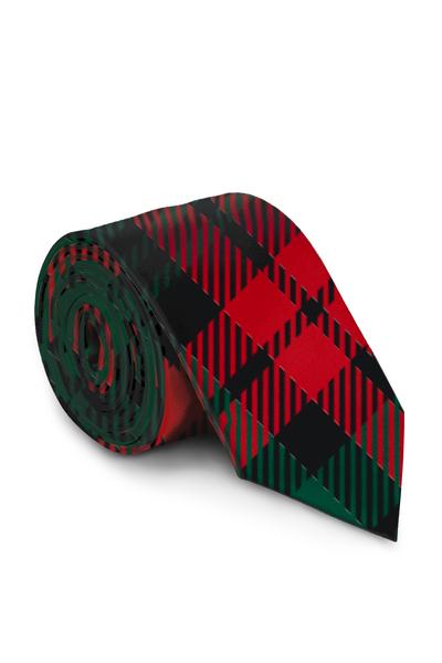 The Lincoln Log Love Daddy | Red And Green Christmas Plaid Tie - Shinesty