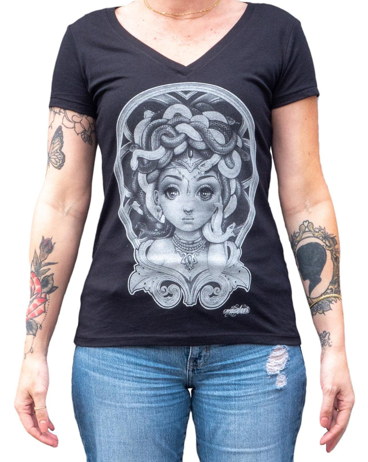 Lil Medusa Women's V-Neck T-Shirt - Flyclothing LLC