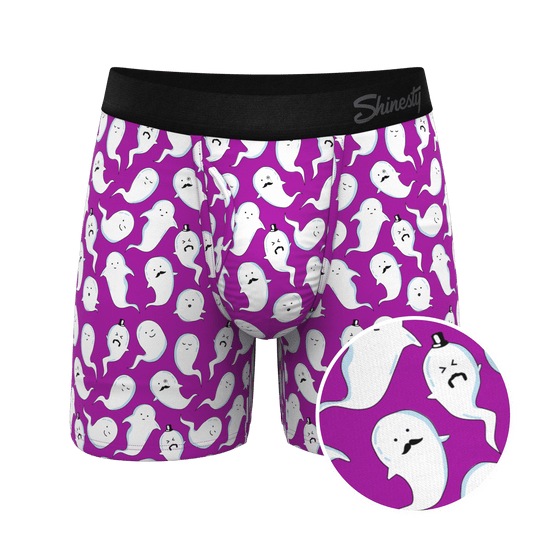 The Little Swimmers | Ghost Print Ball Hammock® Pouch Underwear With Fly - Shinesty