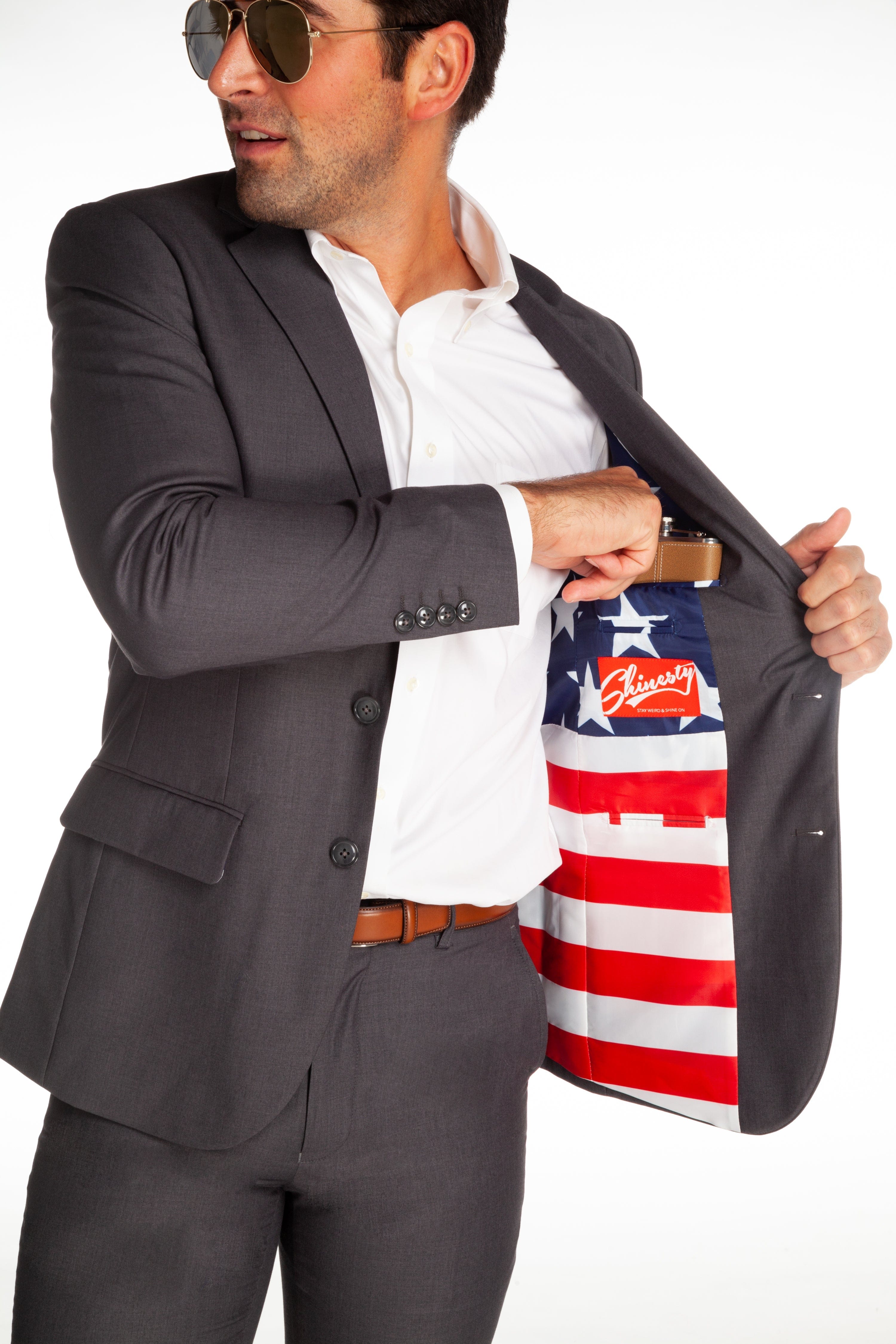 The Grey Madison | American Flag Lined Suit - Shinesty