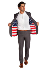 The Grey Madison | American Flag Lined Suit - Shinesty