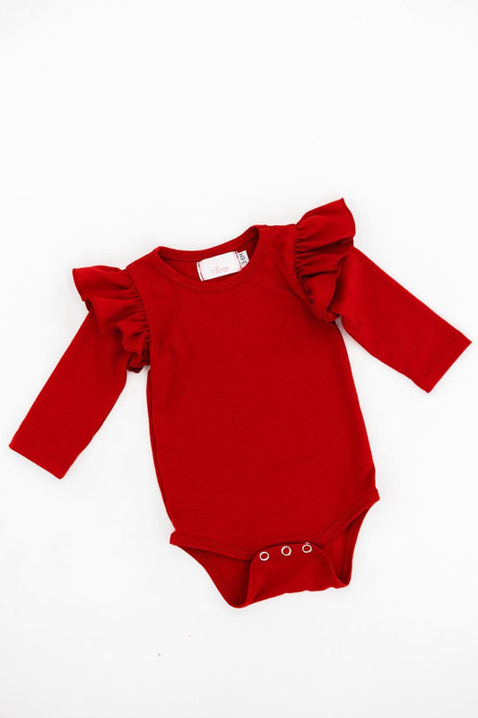 Red L/S Flutter Bodysuit - Mila & Rose ®