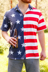 The Johnny Adams | Men's American Flag Stretch Hawaiian Shirt - Shinesty