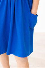 Royal Blue 3/4 Pocket Twirl Dress