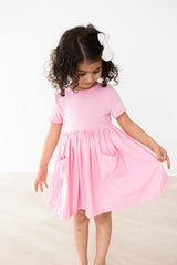 Bubblegum Pink S/S Pocket Twirl Dress - Mila & Rose ®