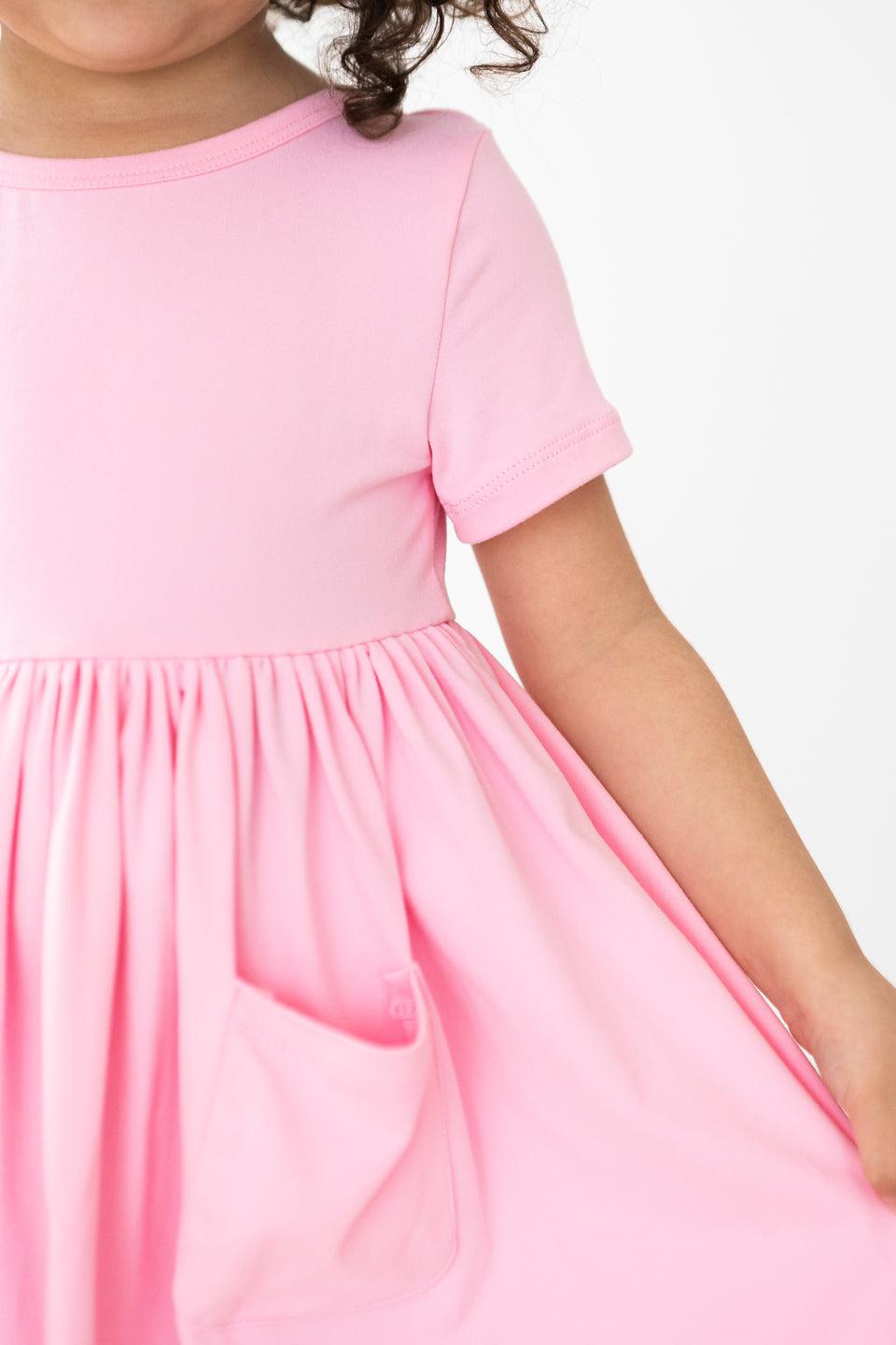 Bubblegum Pink S/S Pocket Twirl Dress - Mila & Rose ®