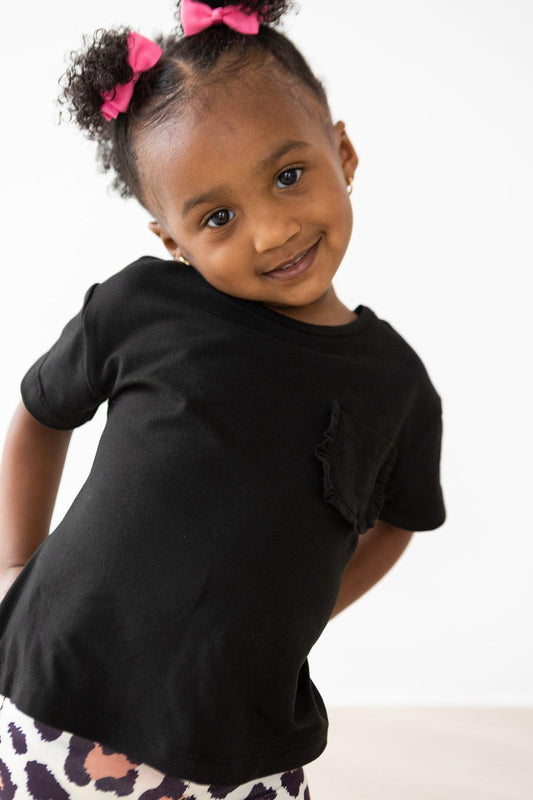 Black Ruffle Pocket Tee - Mila & Rose ®