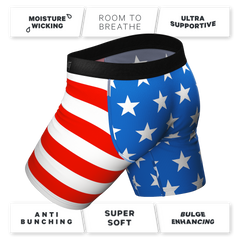 The Mascot | American Flag Long Leg Ball Hammock® Pouch Underwear With Fly - Shinesty