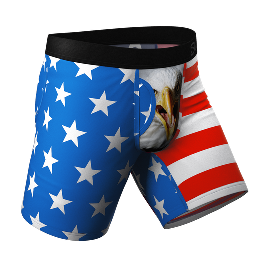 The Mascot | American Flag Long Leg Ball Hammock® Pouch Underwear With Fly - Shinesty