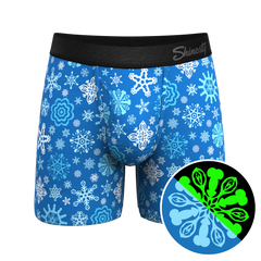 The Melt In Your Mouth | Glow in the Dark Naughty Snowflakes Ball Hammock® Pouch Underwear With Fly