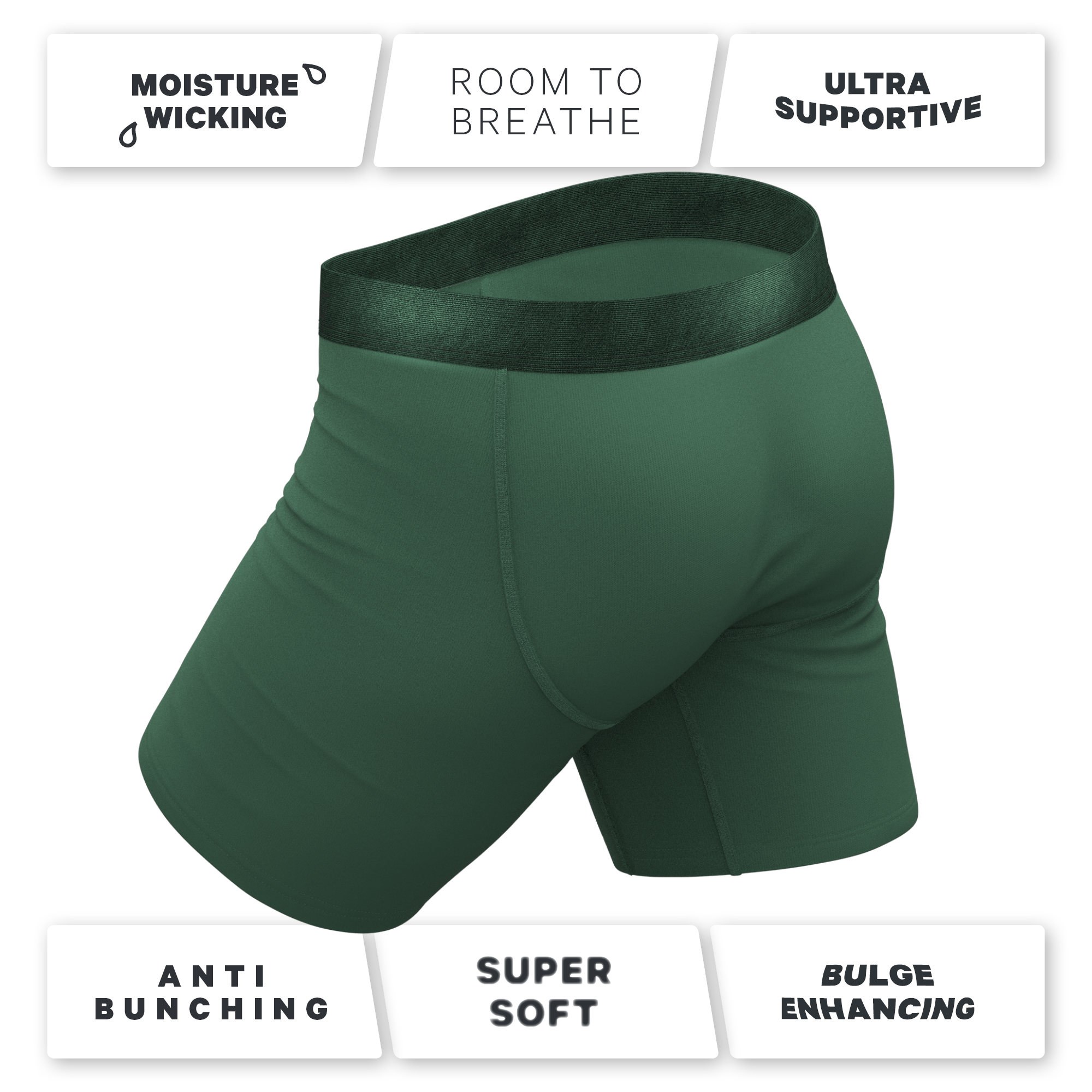 The Money Tree | Forrest Green Tonal Long Leg Ball Hammock® Pouch Underwear With Fly