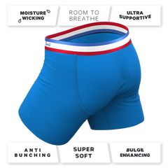 The Morning Glory | Blue with USA Waistband Ball Hammock® Pouch Underwear With Fly