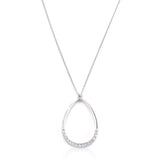 Rhodium Plated Crystal Teardrop Necklace