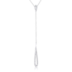 Chrisette 0.4ct CZ Rhodium Classic Drop Lariat Necklace - JGI