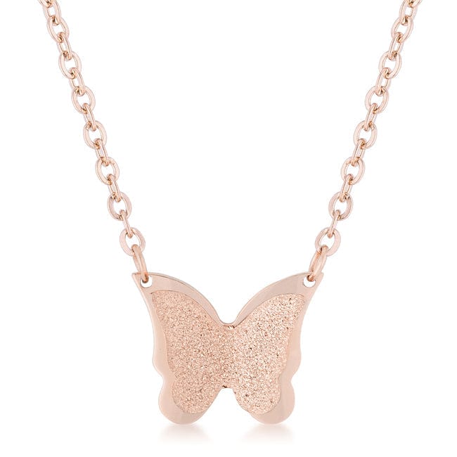 Breanne Rose Gold Stainless Steel Rose Gold Butterfly Necklace - JGI