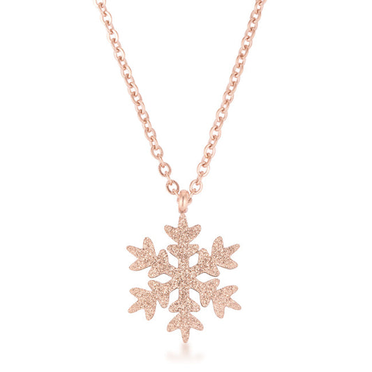 Jenna Rose Gold Stainless Steel Rose Gold Snowflake Necklace