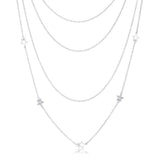 Multi-Chain Rhodium Star Necklace with CZ