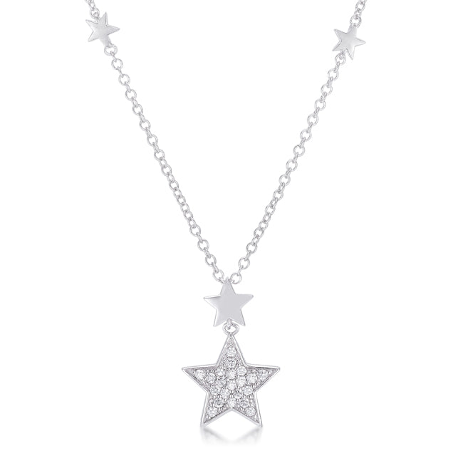 .32Ct Rhodium Star Necklace with Shimmering CZ