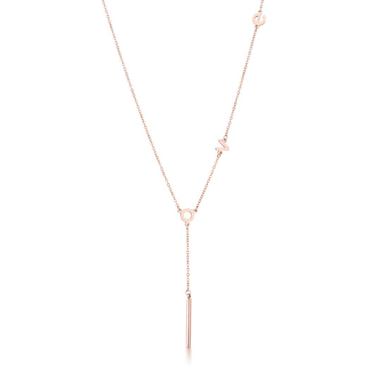 Stainless Steel Rose Goldtone LOVE Necklace