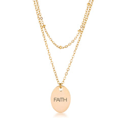 18k Gold Plated Double Chain FAITH Necklace